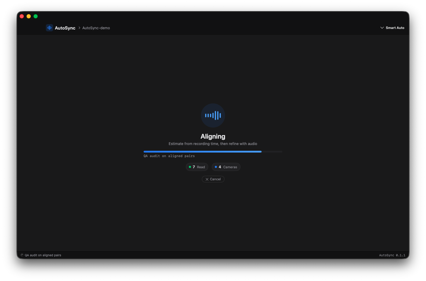 Sync in progress with PHAT phase-correlation refinement running